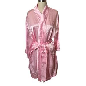 Jovannie Pink Faux Silk 3/4 Sleeve Robe With Tie Women's Size 1X/2X NWT